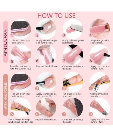 Saviland Poly Nail Gel Kit - Pink Series 7 Colors Nail Extension Set with 48W Nail Lamp and Manicure Tools - for Salon Quality Nails at Home - Buy Online on GoSupps.com