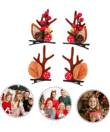 FRCOLOR 2 Pairs Hairpin Holiday Hair Clips Christmas Deer Hair Clip Christmas Hair Clips for Kids Hair Gems for Women Xmas Hair Accessories Non-woven Fabric Delicate Crocodile Skin Miss - Buy Online on GoSupps.com