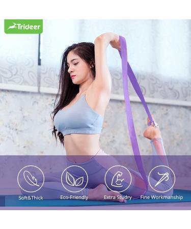 Trideer 8ft Purple Yoga Strap with Adjustable D-Ring Buckle - Non-Elastic Yoga Belt for Stretching, Pilates, Physical Therapy & Improved Posture | Yoga Accessories for Women & Men - Buy Online on GoSupps.com