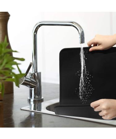 Elaikka 19x12 Large Black Silicone Pet Food Mat - Non-Slip, Waterproof & Easy to Clean - Raised Edge Cat & Dog Feeding Mat - Buy Online on GoSupps.com