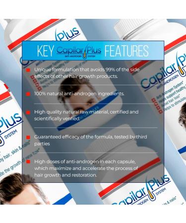 Capilar Plus Hair Growth Supplement | Anti-Androgen System for Hair Loss Treatment | Healthy Skin Hair & Nails - 60 Count - Buy Online on GoSupps.com