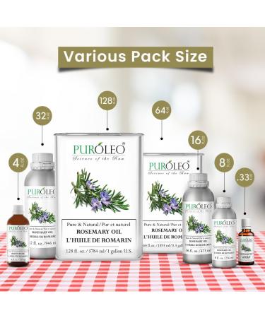 PUROLEO Rosemary Essential Oil 16 Fl Oz/473 ML (Packed in Canada) 100% Pure Natural Undiluted for Aromatherapy Diffuser Beauty Massage face Hair | huile essentielle | Use with Diffuser Sets 16 Fl Oz (Pack of 1) - Buy Online on GoSupps.com