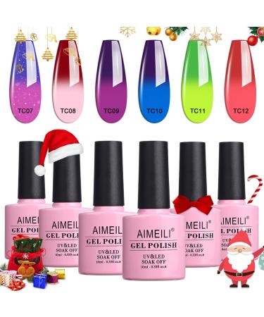 AIMEILI 6pcs X 10ml Temperature Color Changing Chameleon Gel Nail Polish Set - UV LED Soak Off Kit - Buy Online on GoSupps.com