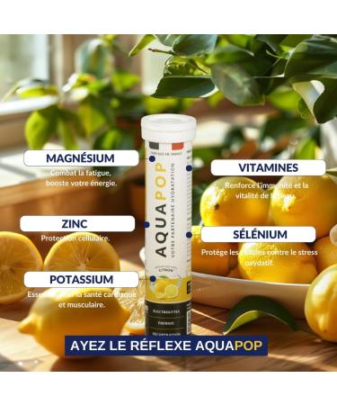 Aquapop - Electrolyte Tablets - Sugar Free - Promotes Hydration and Energy - 20 Mineral and Vitamin Tablets - Sport & Wellness (Lemon) - Buy Online on GoSupps.com