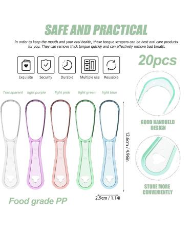 Stainless Steel Tongue Scraper - Eowpppue 20-Pack | Fresh Breath Hygiene Care for Adults & Kids - Available in 5 Colors - Buy Online on GoSupps.com