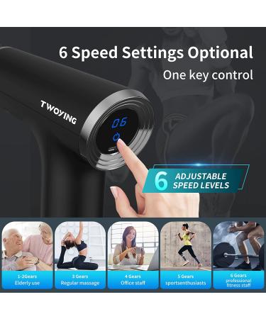 Deep Tissue Percussion Massage Gun for Athletes - Handheld Mini Body Massager with LCD Touch Screen & 6 Speeds - Black - Perfect Anniversary or Birthday Gift for Men and Women - Buy Online on GoSupps.com
