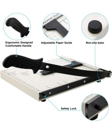 Paper Cutter Heavy Duty A4-B7  12" Cut Length Guillotine Paper Trimmer for Cardstock Metal Base  with Safety Blade Lock&Dual Guides  12 Sheets Capacity  for Home Office Classroom School (PureWhite) - Buy Online on GoSupps.com