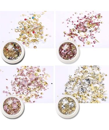6 Boxes Mixed Nail Art Rhinestones Diamonds Crystals Beads Gems with Tweezer for 3D Nails Art Decoration Nail Art Supplies - Buy Online on GoSupps.com