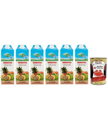 Italian Gourmet E.R. Valfrutta Succo Vitamix Refreshing Drinks Alcohol-free Fruit Juice with Vitamins 1500 ml + Box Italian Gourmet Polpa di Pomodoro 400 g