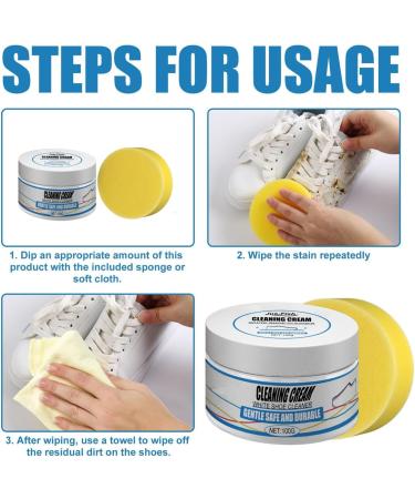 Multi-Functional Cleaning And Stain Removal Cream Upgraded Version Multifunctional White Shoes Cleaning Cream with Sponge No Need To Wash Decontaminate Solid Paste for Shoes Clothes Sofa (2 PCS) - Buy Online on GoSupps.com