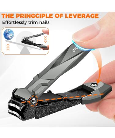 DRMODE Heavy Duty Nail Clippers with Catcher - Ultra Sharp Ergonomic Fingernail & Toe Nail Clippers for Men - Mess Free Self Collecting Design - Buy Online on GoSupps.com
