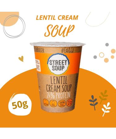 Street Soup Pick N Mix - Choose From Cup with 3 Flavours - Lentil Cream Mushroom Cream Tomato with Chilli Cream Soup - Pack of 2 x 50g - Buy Online on GoSupps.com