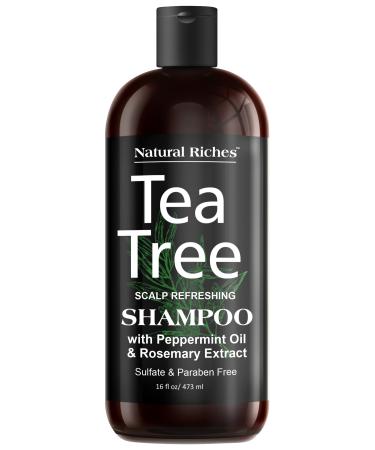 Natural Riches Tea Tree Shampoo - Special Tea Tree Oil Shampoo Fights Dandruff with Pure Tea Tree Oil for Dry Hair with Pure Lavender  Peppermint  Sulfate & Paraben Free - 16 fl oz