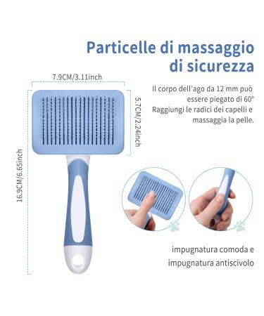 Vinabo Self-Cleaning Dog & Cat Brush - Perfect for Long & Short Haired Pets - Remove Undercoat Effortlessly - Blue - Buy Online on GoSupps.com