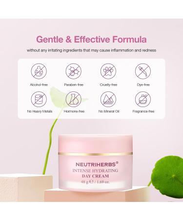 Neutriherbs Intense Hydrating Day Cream Face Moisturizer with Hyaluronic Acid Shea Butter Centella Sooth Nourish Moisturize Skin Lightweight Face Cream for Dry or Sensitive Skin - 1.69oz - Buy Online on GoSupps.com