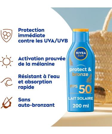 NIVEA SUN Protect & Bronze Sun Activator Sun Lotion SPF 50 (1 x 200ml) Sunscreen with UVA/UVB Sun Protection for a Naturally Tanned Tan - Buy Online on GoSupps.com