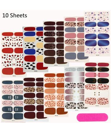 10 Sheets Leopard Full Wraps Nail Polish Stickers with Nail File MWOOT Nail Stickers Strips Self-Adhesive Nail Art Decals Designs for Women Girls - Buy Online on GoSupps.com