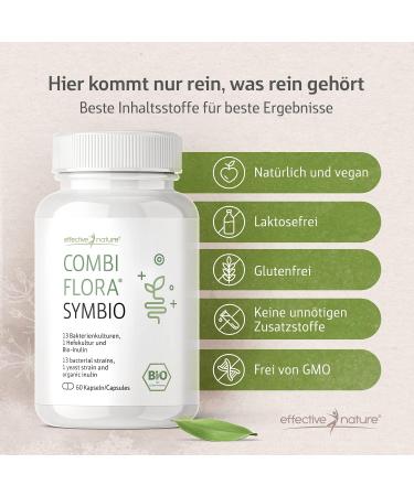Combi Flora Symbio - Probiotic with 13 Strains + Organic Inulin - 60 Vegan Capsules - High Dose Delayed Release - Buy Online on GoSupps.com