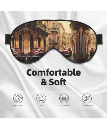 Italian Street Print Unisex Sleep Eye Mask - Soft Comfort Eye Shade for Travel Yoga & Shift Work - Black - Buy Online on GoSupps.com