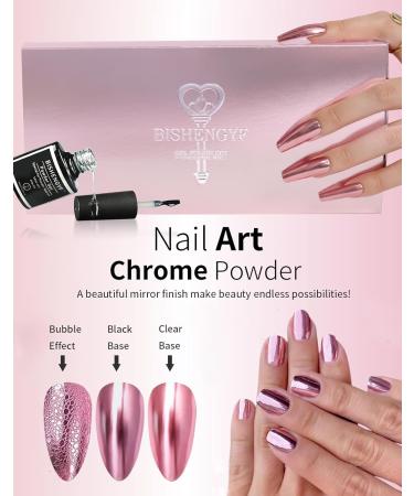 BISHENGYF 6 Box Rose Gold Chrome Nail Powder Set - Metallic Pigment Powder with Top Coat for Shiny Nail Glitter & Mirror Effect - Nail Art Design Decoration Kit - Buy Online on GoSupps.com
