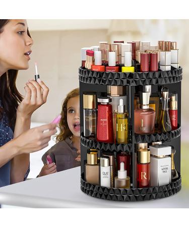 360 Rotating Black Makeup Organizer | 7 Layers Large Capacity Cosmetic Storage | Acrylic Organizers for Brushes, Lipsticks | Bathroom Vanity - Buy Online on GoSupps.com