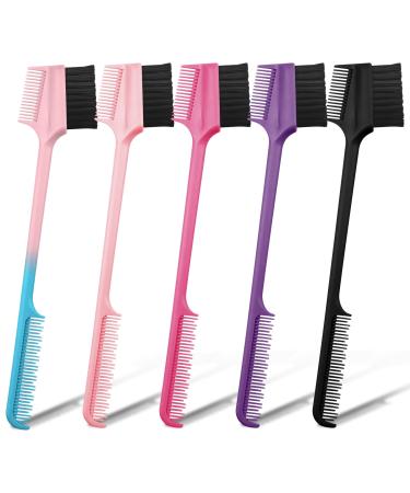OneNine Cosmetics Brow Comb 5 PCS 3 in 1 Lash Eyebrow Brush Double Sided Control Brush Eyelashes Grooming Comb Hair Edge Control Brush Double Sided Edge Control Hair Brush Comb Eyebrow Brush