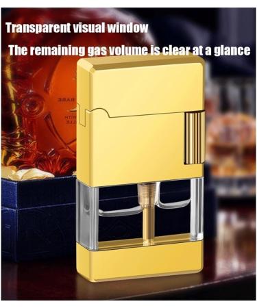 2024 Butane Lighter Windproof Direct Jet Dual Flame Lighter Soft Flame/Jet Flame Switchable Gas Lighter Lighter with Observation Window Metal Lighter Men's Gift (Gas Not Included)(Gold) - Buy Online on GoSupps.com
