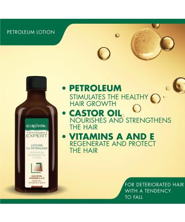 Intensive Regenerating Lotion for Hair with Petroleum Castor Oil Vitamin A and E Reduces Hair Loss Stimulates its Growth 100 ml Gerovital Tratament Expert - Buy Online on GoSupps.com