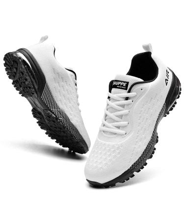 QAUPPE Mens Air Running Shoes Athletic Trail Tennis Sneaker (US7-12.5 D(M) 9.5 White