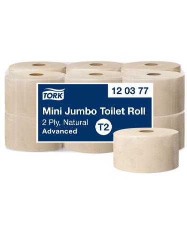 Tork Mini Jumbo Toilet Roll Natural T2 Advanced Quality 2 ply 1 roll x 170m 120377