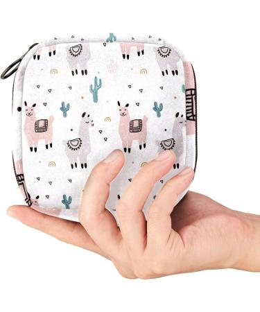 Alpaca Cactus Pattern Sanitary Napkin Storage Bag Menstrual Pad Bag Portable Menstrual Period Sanitary Pouch Zipper Tampons Collect Bags for Teen Girls Women Ladies Color 5 - Buy Online on GoSupps.com
