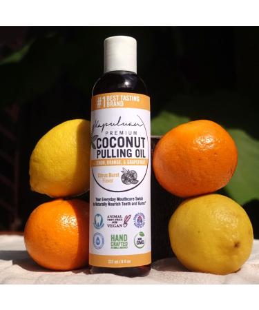Coconut Oil Pulling Mouthwash - 100% Pure Non-GMO Ayurvedic Teeth & Gum Care with Refreshing Lemon Orange & Grapefruit Essential Oils - Buy Online on GoSupps.com