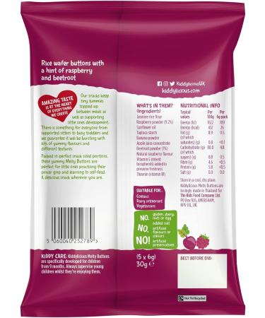 Kiddylicious Raspberry & Beetroot Melty Buttons 6g - Healthy Snack for Kids - Buy Online on GoSupps.com