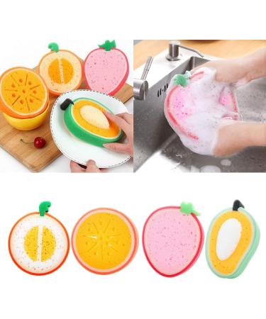 4 Pack Dish Cleaning Sponges Cute Fruit-Shape Thickened Kitchen Sponge Multifunctional Wipe Decontamination Lightweight Gentle Kitchen Sponge Sponge for Dishes Efficient Dish Scrubber - Buy Online on GoSupps.com