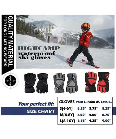 Highcamp Kids Waterproof Ski Snow Gloves S (4-6 Years) - Steel | Cold Weather Winter Gloves for Boys and Girls - Buy Online on GoSupps.com