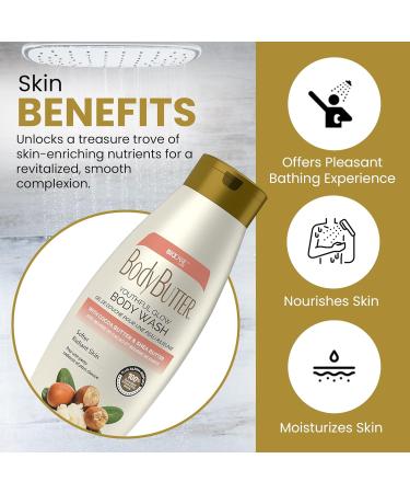 Biocare Youthful Glow Body Wash - Cocoa & Shea Butter Intensive Moisture 16.5 oz | Nourished Soft Skin - Buy Online on GoSupps.com