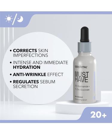 S rum hydratant pour le visage avec 10% de Niacinamide et 1% de Gluconate de Zinc - R duit les imperfections les pores et les signes d'acn peau lumineuse et hydrat e Gerovital Must Have 30 ml - Buy Online on GoSupps.com