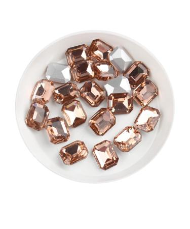 Natural Crystal Rough 100pcs Nail Glass Rhines Rectangle Pointed Bottom 3D Strass Gem Manicure Nail Art Decoration (Color : Lt Peach Size : 8X10mm/0.31 * 0.39in) 8X10mm/0.31*0.39in Lt Peach