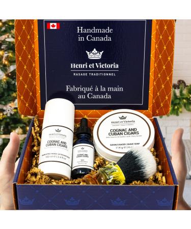 Buy Premium Shaving Kit with Cognac and Cuban Cigars | Luxury Grooming Gift Set - International Shipping Available - Buy Online on GoSupps.com