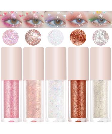 Erinde Liquid Glitter Eyeshadow Eyeliner -Korean Makeup  | Tear Drop  Shimmer Metallic  Lightweight Water Texture  Long Wearing | Loose Glitter Glue for Crystals Eye Glitter SET