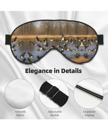 Flying Wild Ducks Print Unisex Sleep Mask | Double-Sided Eye Mask for Sound Sleep & Skin Care - Black - Buy Online on GoSupps.com
