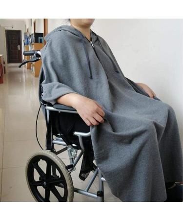 Fleece Hood Wheelchair Water Proof Cloak Keep Warm Shawl Double Layer Thick Cloth Shawl Thermal Blanket Winter Wheelchair Cover Light Grey 115*130cm - Buy Online on GoSupps.com