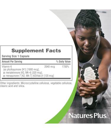 NaturesPlus PRO Super K Complex - 60 Capsules - Promotes Healthy Calcium Metabolism - Includes Vitamins K1 & K2 - Non-GMO Vegan & Gluten Free - 60 Servings - Buy Online on GoSupps.com
