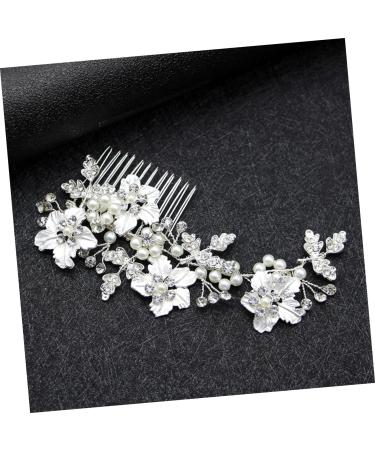 Angoily Tiara Wedding Hair Comb Wedding Headpiece Flower Leaf Hair Comb Pearl Diamond Hair Comb Bridal Headdress Bridal Hair Comb Mosaic Alloy Bride - Buy Online on GoSupps.com