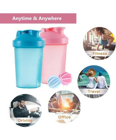 Leakproof OOTD Protein Shaker Bottle 400ml - BPA Free Sieve & Scale for Smooth Whey Protein Shakes - Blue & Pink (2PC Set) - Buy Online on GoSupps.com