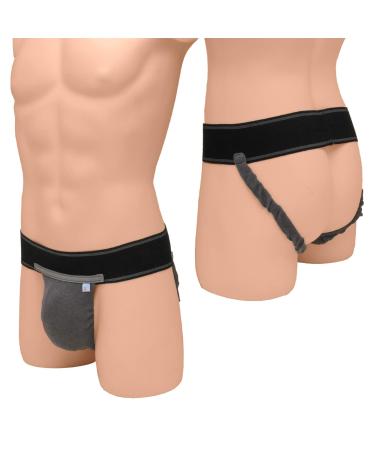 Express Orthopaedic - Medically Approved Scrotal Support/Athletic Supporter Jockstrap For Hernia Hydrocele Post Surgery & Sports (MED - Waist Circ:75-85cm) M Black / Grey