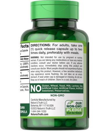Nature's Truth Flush Free Niacin 500mg | 100 Capsules | Non-GMO & Gluten-Free - Buy Online on GoSupps.com