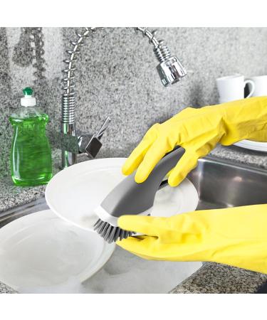 Fovolat Kitchen Cleaning Brush | Long Handle Soap Dispensing Automatic Cleaning Scrubber Add Detergent Reused Sink Cleaning Kitchen Cleaning Tools for Pan Grey - Buy Online on GoSupps.com