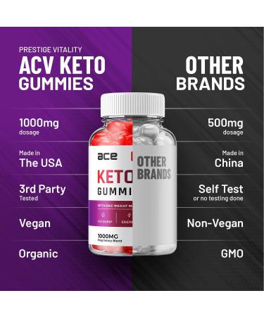 Ace Keto ACV Gummies - Advanced Formula Ace Keto Plus ACV Gummies Apple Cider Vinegar Ace ACV Weight Management Dietary Supplement Reviews Men Women (60 Gummies) - Buy Online on GoSupps.com