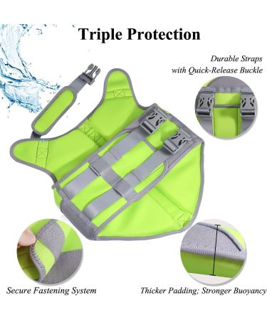 Vivaglory Sporty Neoprene Dog Life Vest - Durable & Comfortable Pet Security Vest Green Large (64-76cm Chest) - Buy Online on GoSupps.com